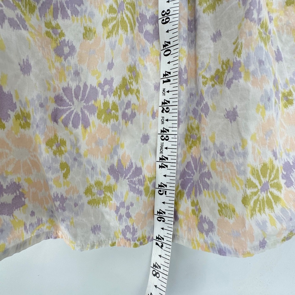 Levi's Smocked Floral Puff Sleeve Tiered Midi Dress M Yellow Purple Cottage Boho - Picture 9 of 10